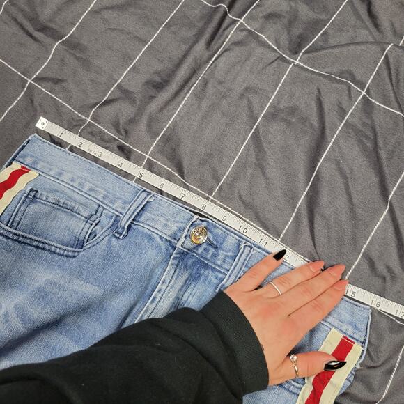 Pacsun womens Jeans 30x32 Skinny stretch red white racer side stripes sporty - Picture 7 of 9